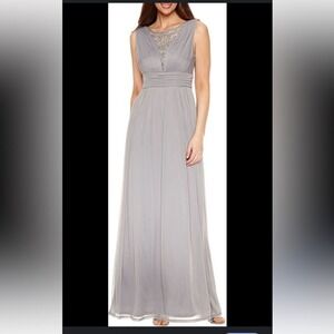 Melrose‎ Bridal Sterling Silver Rhinestone Maxi Gown Dress BMWJ1AP1 Size 4